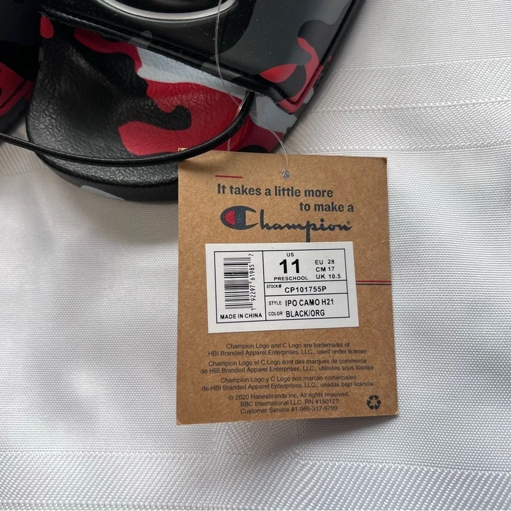 ***NWT***Champion Youth Camo Slide Sandals - Black and Red